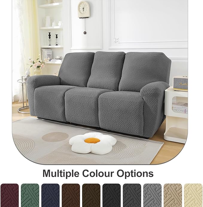 NORTHERN BROTHERS Stretchy Recliner Sofa Covers 3 Seater, Couch Cover Recliner Sofa 3 Cushions, Sofa Recliner Covers, Light Gray