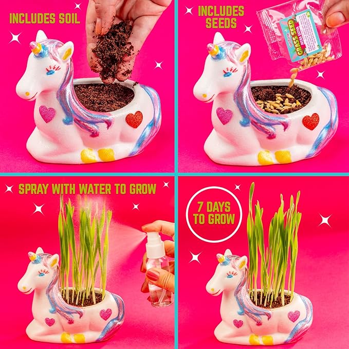 GirlZone Paint, Plant and Nurture My Unicorn Garden, DIY Garden Art Painting Kit and Kids Plant Growing Kit, Gift Idea and Crafts for Kids Ages 4-8