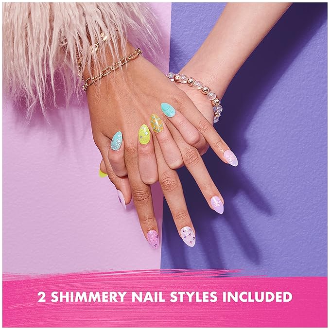 Cool Maker, GO GLAM Nail Surprise Shimmer Exclusive Manicure Set with 2 Press on Nails Styles and More, Nail Kit Kids Toys for Ages 8 and up
