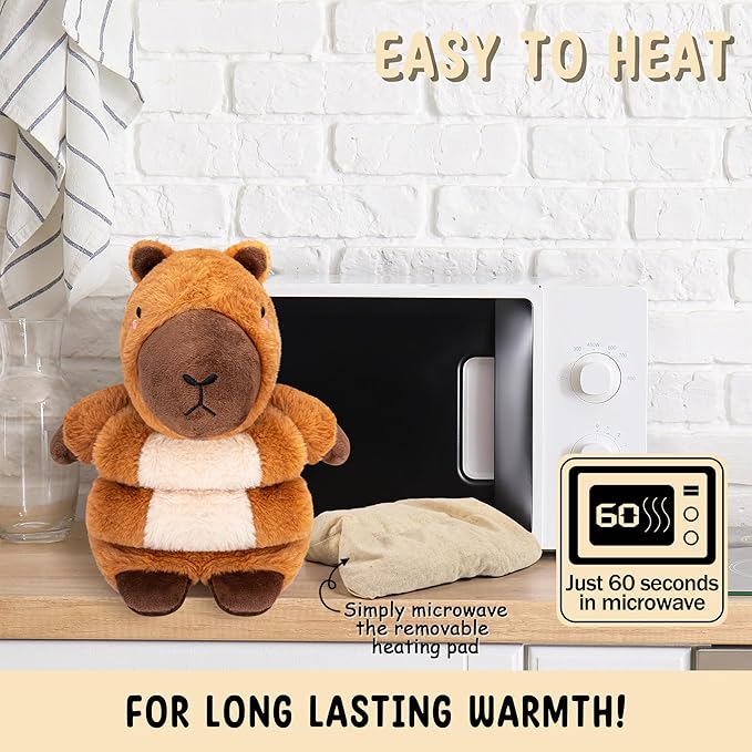 Capybara Microwavable & Weighted Stuffed Animals - Unscented Heatable Plush Doll, Cute Capybara Plush Toys Gifts for Girls Boys and Kids, Happy Fuel
