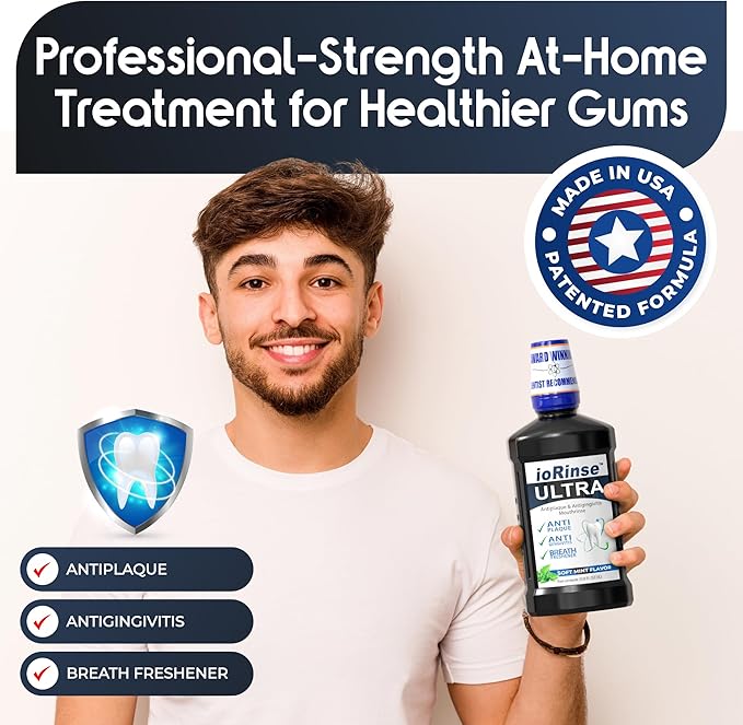 ioRinse Ultra is The Most Dentist-Recommended Periodontal Rinse of its Kind for Adults and Kids Oral Care and Hygiene. It’s an Alcohol Free, Bad Breath Treatment and Gum Mouthwash with Xylitol. 1L