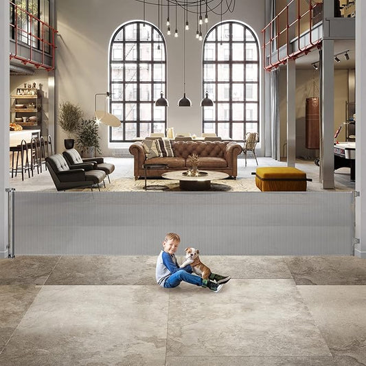 140 Inch Outdoor Retractable Gate for Dogs Extra Wide Baby Gate Retractable Dog Gates for Doorway Extra Wide Dog Gate for Large Openings Extra Wide Pet Gate for Stair Retractable Baby Gates for Stairs