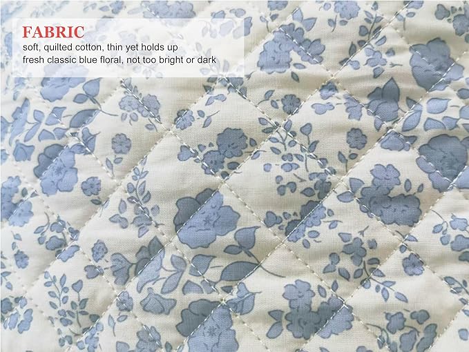 HAPPYHEIDI Cotton Quilted Makeup Bag Cosmetic Toiletry Travel Pouch Purse accessory Organizer, Little Blue Orchids