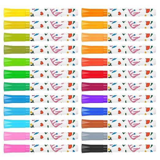 Amazon Basics Washable Markers for Kids, Fine Tip Assorted, Pack 24
