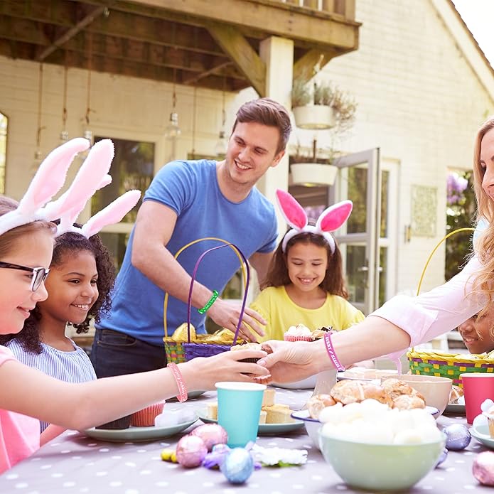 Lesnala 48 PCS Easter Rubber Wristband Theme Party Silicone Bracelet for Kids Teens Women Men Gifts Holiday Accessories Basket Stuffers Supplies