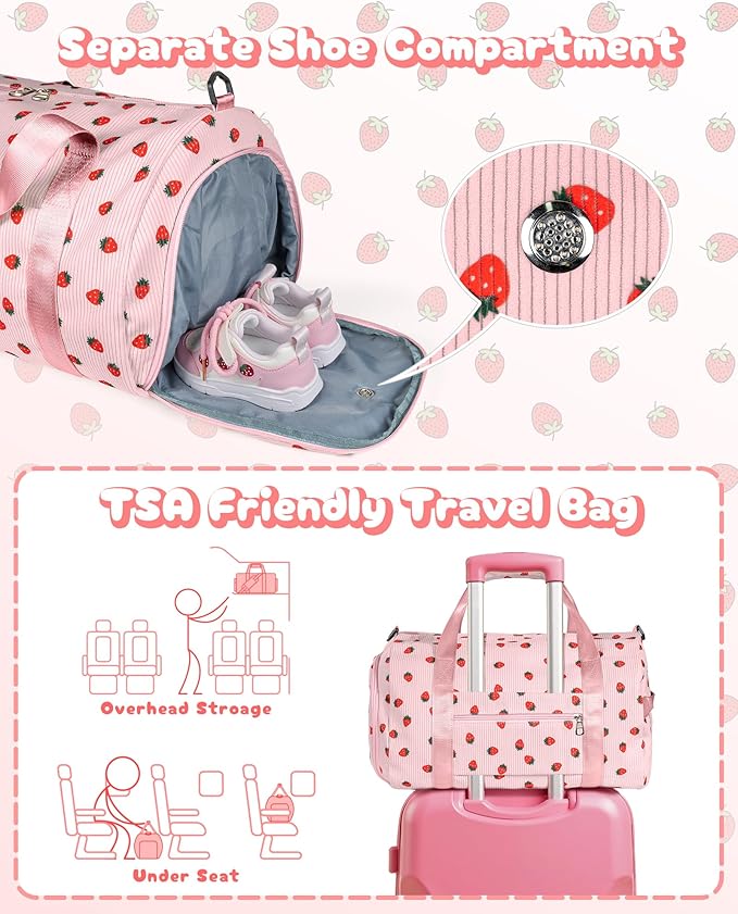 Valentines Gifts-Teen Girl Gifts Trendy Stuff, Girls Gym Bag, Kids Weekend Duffel Bags with Shoe Compartment, Initial Travel Tote with Makeup Bag, Birthday Gift for Grandkids (Letter A)