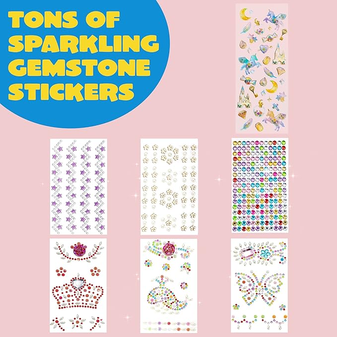 Klever Kits Decorate Your Own Baseball Cap with 7 Sheets Gems Stickers, Art & Crafts Kit for Kids, Fun Creative DIY Toys for Kids Girls