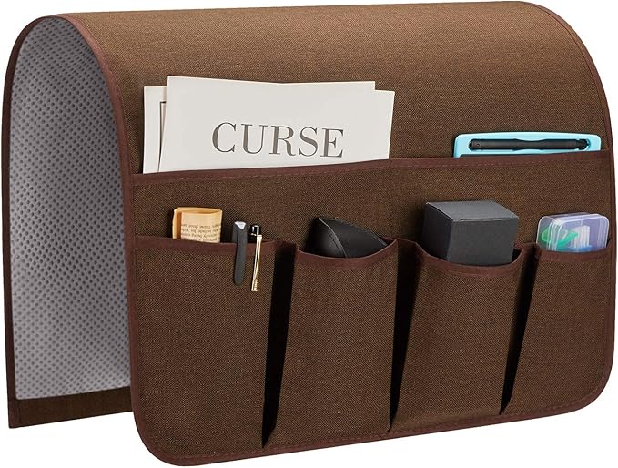 Sofa Armrest Organizer, Remote Control Holder for Recliner Couch, Arm Chair Caddy with 6 Pockets for Magazine, Tablet, Phone, iPad