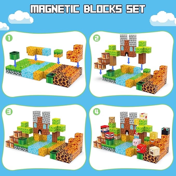 Fuwidvia Magnetic Blocks - 100PCS Magnets Cubes, Magnetic Building Blocks STEM Montessori Sensory Toys for 3 4 5 6 7 8-13 Year Old Boys Girls Birthday for Kids