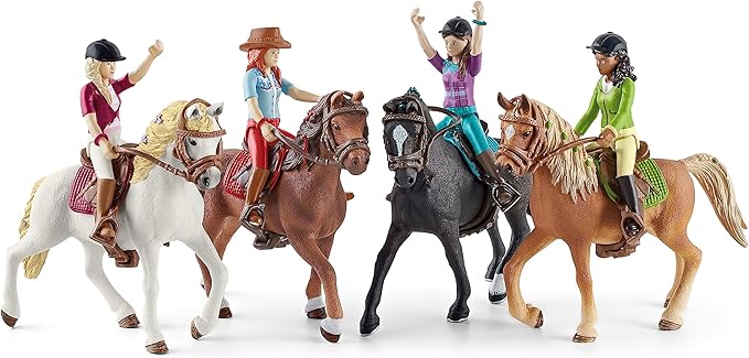 Schleich Horse Club Ride Out 40-Piece Playset Horse Gifts for Girls & Boys Ages 5+ with 4 Horse Rider Girls, 4 Horse Toys and Horse-Riding Accessories