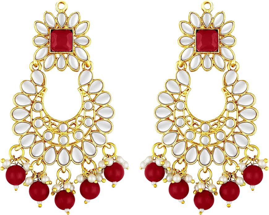 Aheli Bridal Kundan Faux Pearl Choker Necklace with Earrings Maang Tikka Gift for Women Indian Traditional Bollywood Fashion Jewelry Set