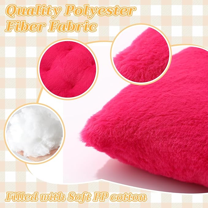 12 Pcs Faux Rabbit Fur Floor Pillows for Adults 15.7'' Large Floor Cushions 2.4'' Thick Soft Sitting Pillows Meditation Yoga Winter Christmas Family Party Classroom Tatami Nursery Chair Home