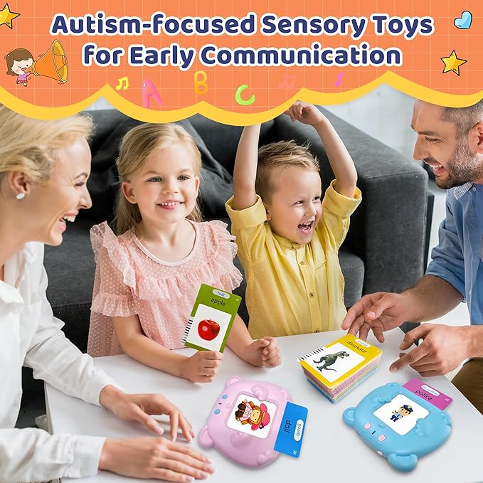 Toddlers Talking Flash Cards, Baby Learning Cards with 224 Sight Words, Educational Toy Gifts for Toddler 3-12 Year Old Boys and Girls, Montessori Toys, Speech Therapy, Autism Sensory Toys, Blue