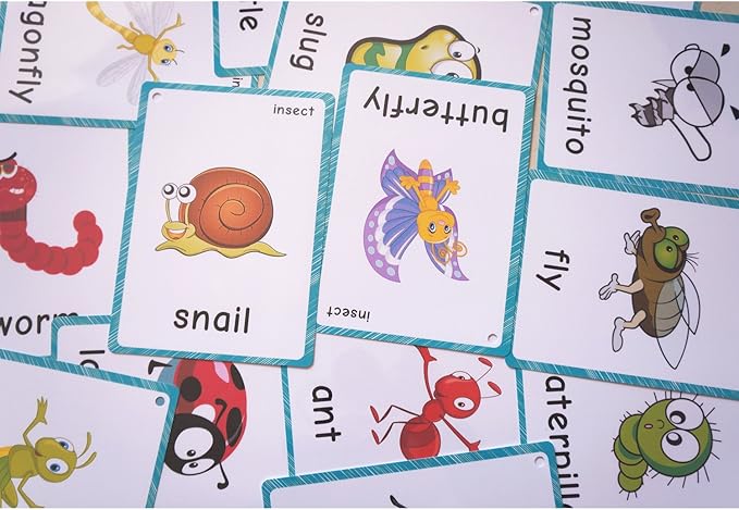 Set of(Body Parts+Insects) Flash Cards for Toddlers | Kids Learning Montessori Pocket Cards Toys | Perfect for Pre-K Decorations Background Wall Stickers,Teacher/Autism Therapists Tools