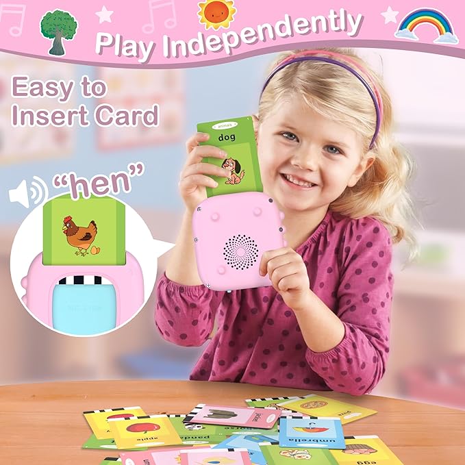 Pocket Speech for Toddlers, Talking Flash Cards for Toddlers with 510 Words, Educational Toys for 2 3 4 5 Year Old, Autism Sensory Toys, Educational Montessori Toys for Kids, Birthday Gifts for Girl