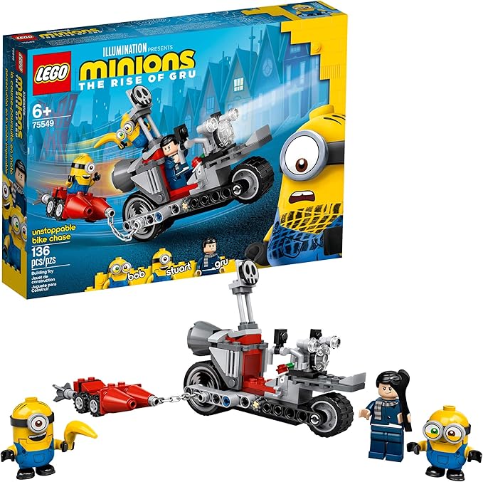 LEGO Minions Unstoppable Bike Chase (75549) Minions Toy Building Kit, with Bob, Stuart and Gru Minion Figures, Makes a Great Birthday Present for Minions Fans (136 Pieces)