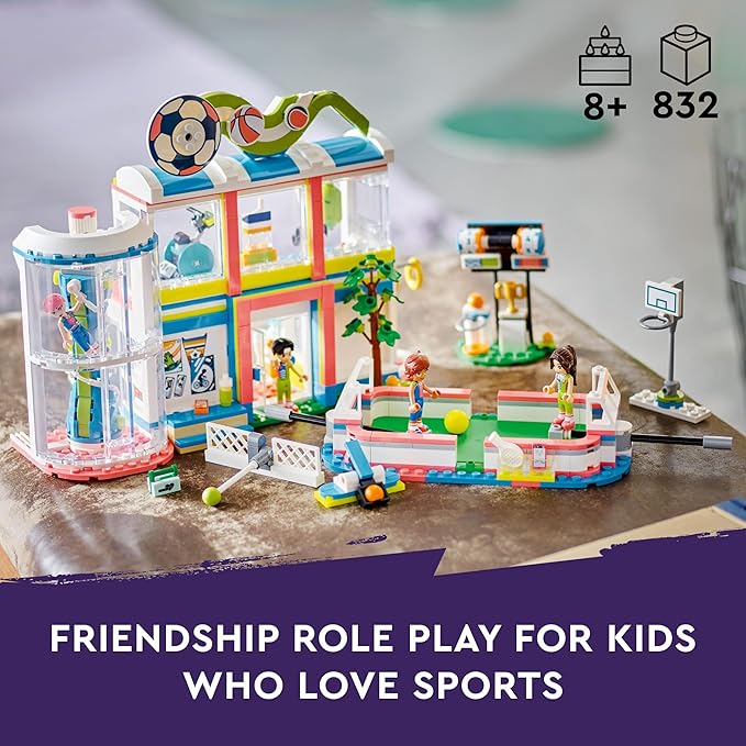 LEGO Friends Sports Center with Football, Basketball, Tennis and Climbing Wall, 4 Mini Dolls, Gifts and Toys by Heartlake City 41744