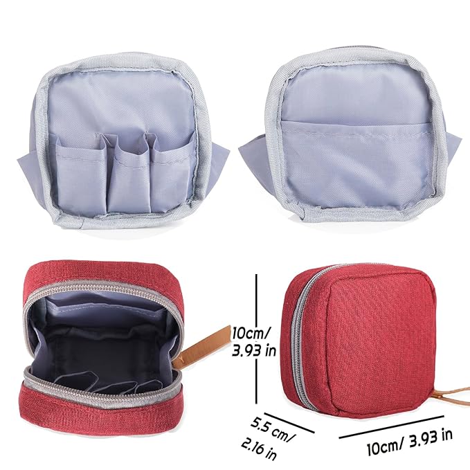 Hekyip Mini Cosmetic Bag, Travel Makeup Pouch, Portable Waterproof Cosmetic Pouch for Ladies Women, Mini (Mini Red)