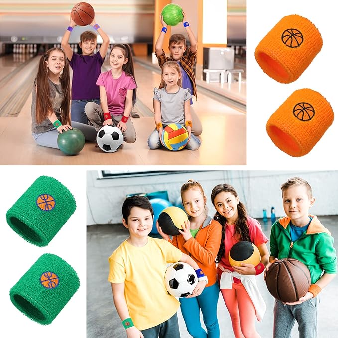 36 Pieces Sports Wristbands for Kids Colorful Baseball Wrist Sweatbands Acrylic Yarn Wrist Bands Sweat Bands for School Students Sports Basketball Birthday Party Favors Supplies, 6 Colors