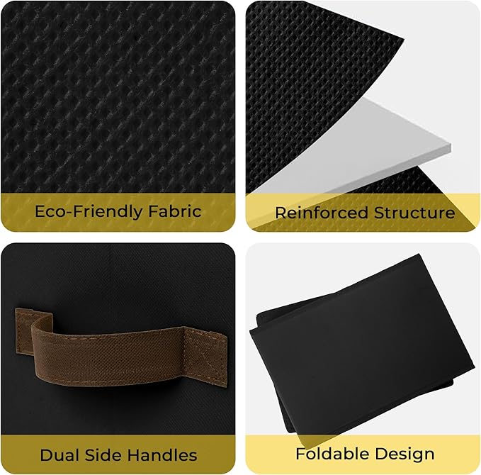 Cupic Cupid Storage Bins Closet, Fabric Closet Organizers and Storage, 4-Pack Baskets for Organizing, Large Storage Boxes with Handles for Clothes and Toys, Black