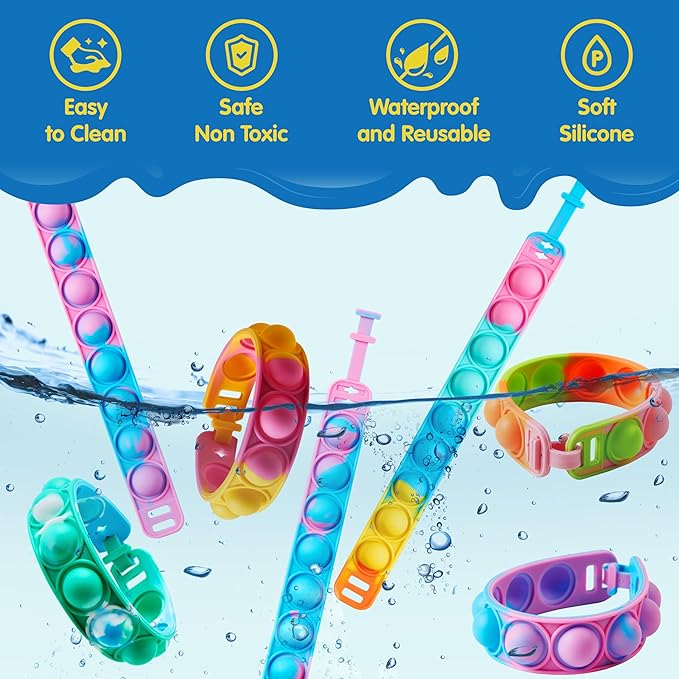 JOYIN Pop Fidget Toys pops Bulk 25 Pack Party Favors for Kids 4-8,8-12 Year, Fidget Bracelets Sensory Toys for Classroom Birthday Carnival Prizes Gifts Goodie Bags Stuffers for Kids