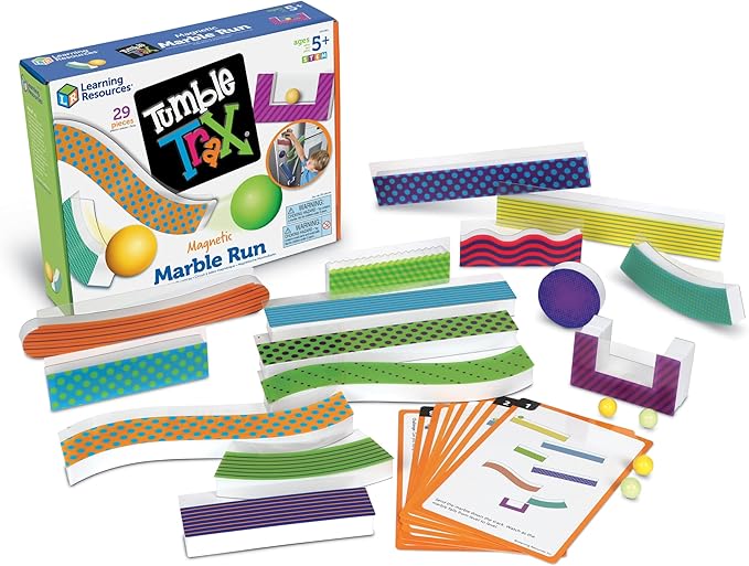 Learning Resources Tumble Trax Magnetic Marble Run, STEM Toy, 28 Piece Set, Ages 5+
