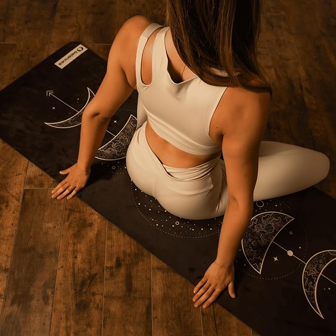 Yoga Mat With Strap 5mm Non Slip Suede & TPE - Eco-Friendly Fitness & Exercise Mat for Home Gym, Pilates, Hot Yoga, and Meditation - Lightweight Durable 72 x 24 inch Workout Mat for Women, Men