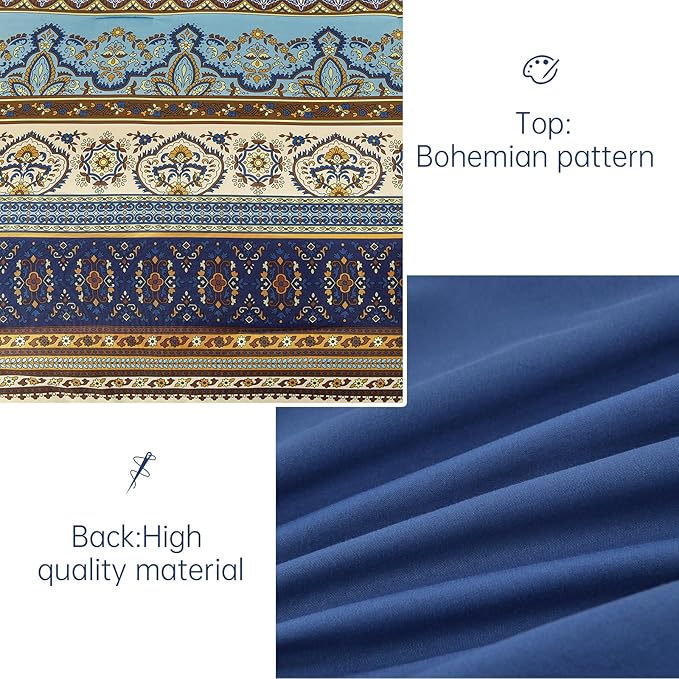 Cottolester Boho Comforter Set California King Size 8 Pieces,Brown Blue Bohemian Comforter Paisley Striped Bed in A Bag,Soft Microfiber Bedding Set for All Season