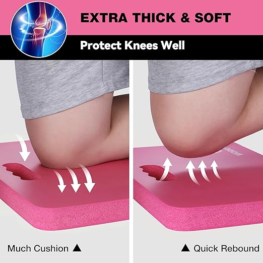 WORKPRO Extra Thick Kneeling Pad, 2-Pack, Soft Foam Cushioning for Knee, Large Foam Kneeler Mat for Gardening, Bathing Baby, Workout Supplies, 17.5 x 11 x 1.5 in, Pink
