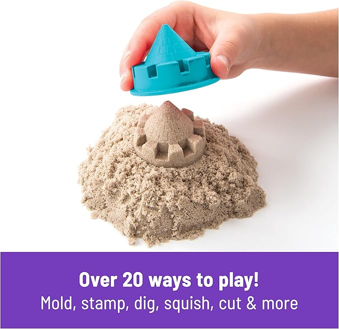 Kinetic Sand, Folding Sand Box with 2lbs Play Sand, 7 Molds & Tools, Sensory Toys for Kids Ages 3 and up