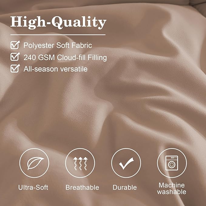 Monbix King Size Comforter Set - 7 Pieces Bed in a Bag King, Rust Pink Bedding Sets with Comforter, All Seasons Comforter Bed Set with Sheets, Pillowcases & Shams