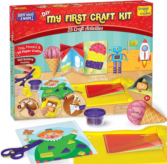 Imagimake My First Craft Kit | Arts and Crafts for Kids Ages 3-5 | Toddler Craft Kit with Scissor Skills | Toddler Girl Toys | 3-Year-Old Girl and Boy Gifts