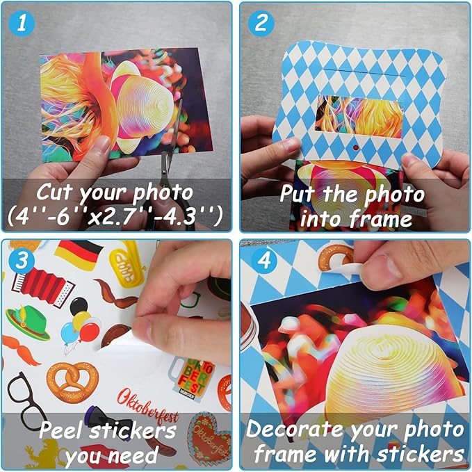 30 Packs Oktoberfest Picture Frame Craft Kits for Kids Oktoberfest DIY Craft Set with Germen Bavarian Festival Stickers Home Classroom Indoor Game Activities
