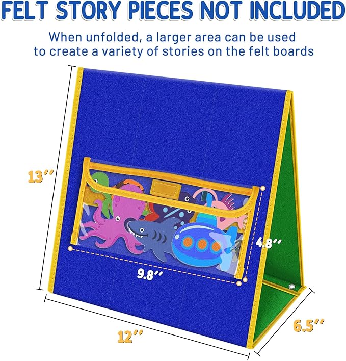 Foldable Felt Board for Toddlers Flannel Board Stories for Preschool Early Learning Interactive Storytelling Double Sided Felt Story Board Reusable Felt Play Boards for Kid (13 * 12)