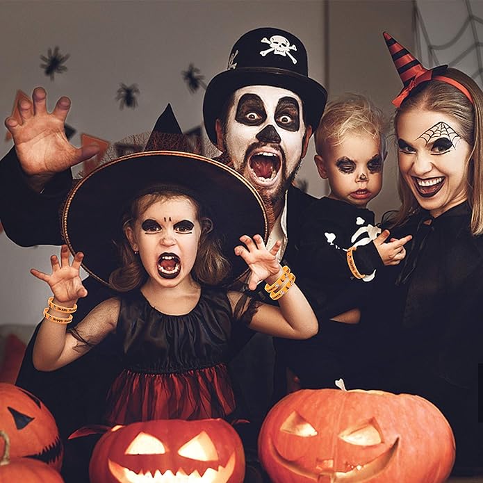 Lesnala 48 Pcs Halloween Luminous Silicone Wristband for Kid Gifts Holiday Party Favor and Goodie Bag Fillers Supply