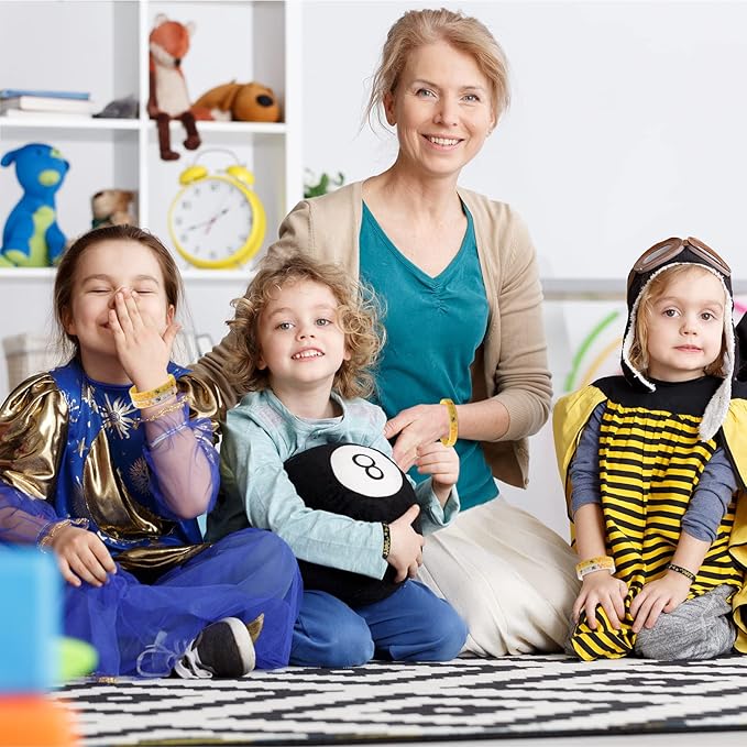 Bee Bracelet Silicone Bee Wristband Assorted Color Bee Theme Party Favors Bee Teachers Decorations Classroom Decorations Bees Wristband for Boy Girl Bee Birthday Baby Shower Party Supply (96 Pieces)