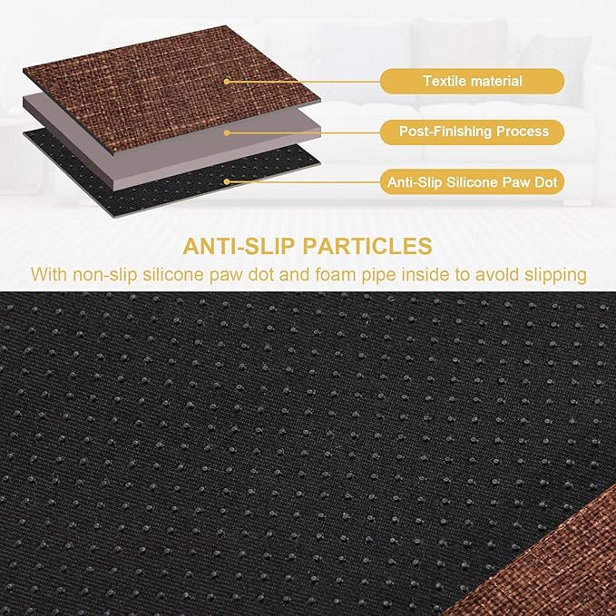 Sofa Armrest Organizer,Non-Slip Remote Control Holders for Recliner Couch,Chair Armchair Caddy with 5 Pockets for Table,Cell Phone,Ipad,Magazines,Books (13x35In, Coffee)