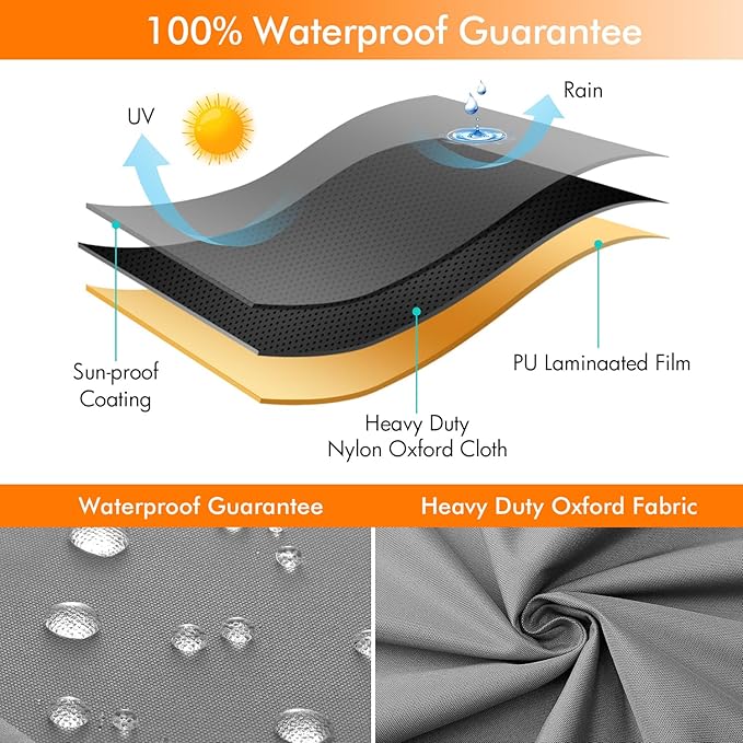 WLEAFJ Outdoor Chair Covers Waterproof, Gray Lawn Patio Furniture Covers, Heavy Duty Wicker Garden Sofa Chair Cover, 2 Pack - 30" W x 37" D x 31" H