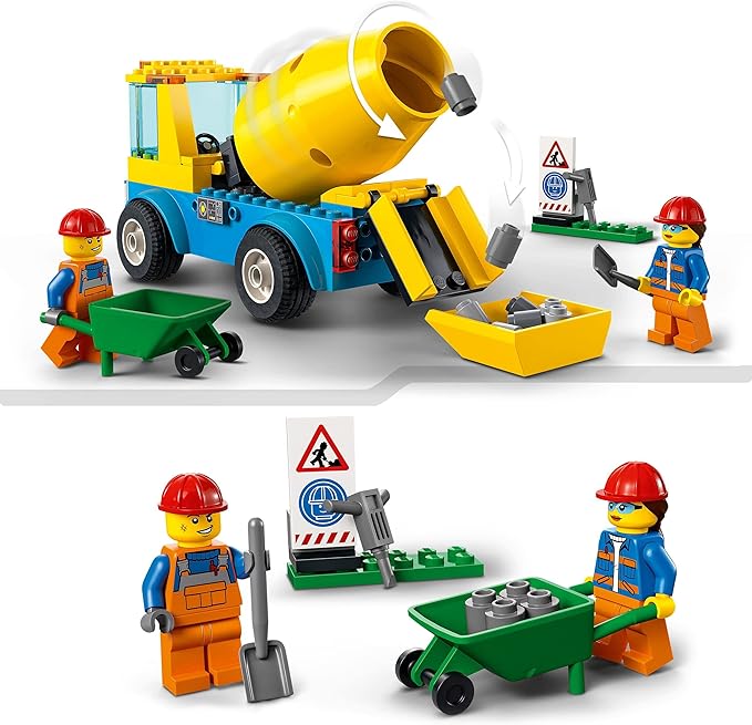 LEGO® City Cement Mixer Truck 60325 Building Kit; Realistic Toy Construction Vehicle for Kids Aged 4+