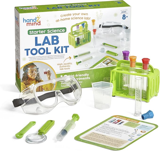 hand2mind Starter Science Lab Tool Set, Science Lab for Kids, Science Supplies, Kids Science Experiments, Science Kits for Kids, Chemistry Set, Educational Science Kits, Science for Kids (12 Tools)