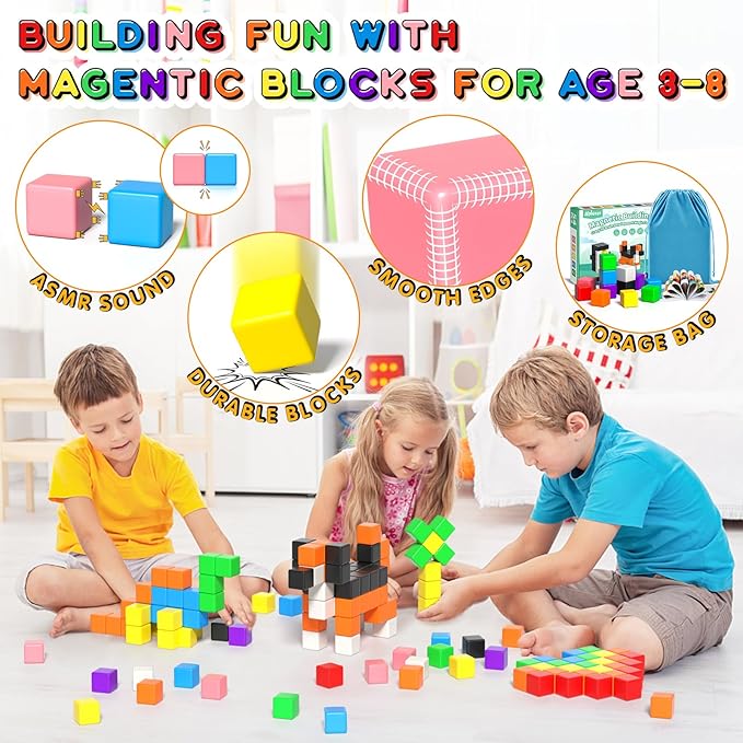 42PCS Magnetic Blocks, Gifts for 3 4 5 6 Year Old, Magnet Building Blocks for Toddlers, Girls & Boys, Sensory - Montessori - Autism - Magnetic Toys for Kids Ages 3-5 4-8