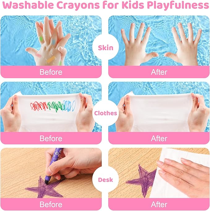 DreamCandy Twist Crayons for Toddlers,24 Colors Non Toxic Washable Crayons for Kids,Art Supplies Drawing Coloring Crayon Set,Gift for Boys and Girls,Back to School,Stocking Stuffers