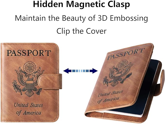 Passport Holder Cover Wallet Travel Essentials Leather Rfid Blocking Case Vacation Luggage Must Haves Travel Accessories for Men Women (120#Brown)