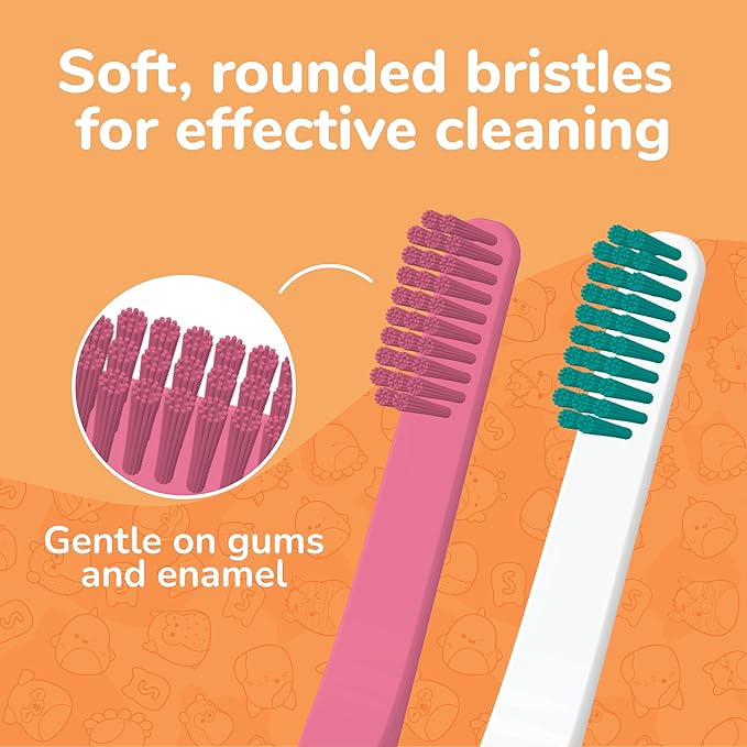 Brush Buddies Squishmallows Assorted Manual Toothbrushes, Soft Toothbrushes, Toothbrushes for Kids and Adults, 2PK