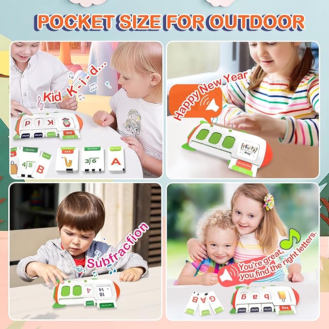 Talking Flash Cards, Reusable Writing Drawing Montessori Toys, Learning Toys 336 Words (Rocket, Pocket-Size)