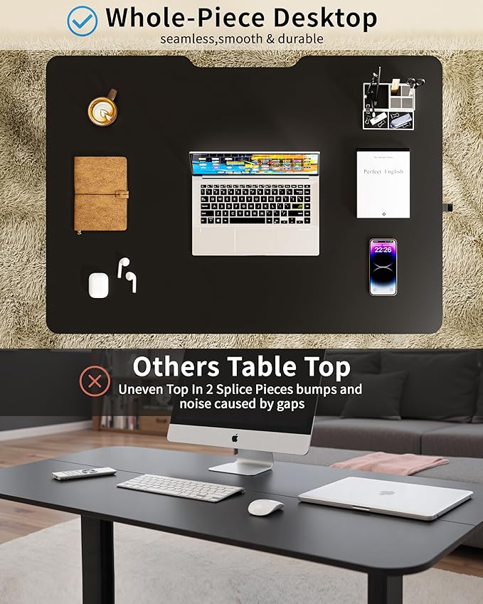 Okin Small Electric Standing Desk, 36 x 24 Inches Whole Piece Height Adjustable Desk, Black Sit to Stand Desks Computer Workstation for Home Office