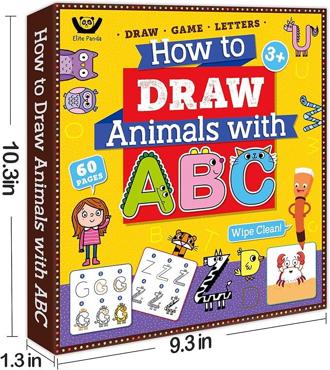 Elite Panda Preschool Learning Activities How to Draw with Alphabet, Letters Tracing Book for Kids Ages 3-5 Toddler Educational Game Coloring Kit Art Craft Supplies Toy Gifts Boy Girl 4-6 Years Old