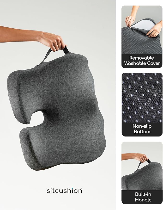 Ergonomic Office Chair Cushion for Sciatica Pain Relief, Computer Chair Cushion for All Day Comfort, Extra Large Seat Cushions for Office Chairs, Orthopedic Coccyx Cushion for Car & Wheelchair(Black)