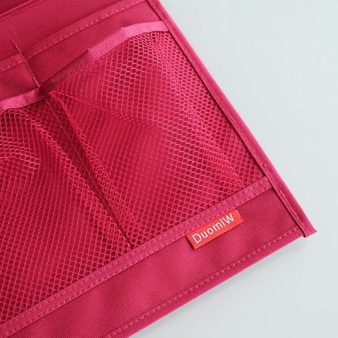 Bedside Storage Organizer, Bedside Caddy, Table Cabinet Storage Organizer, TV Remote Control, Phones, Magazines, Tablets, Accessories (Red)