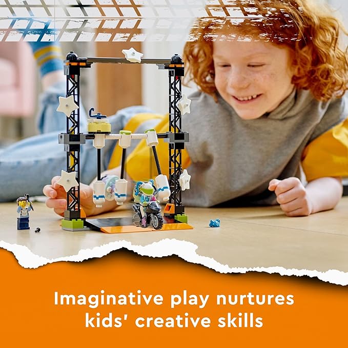 LEGO City Stuntz The Knockdown Stunt Challenge Playset, 60341 Adventure TV Series Action Toy for Kids Aged 5 Plus with Stunt Bike, Racer & Accessories